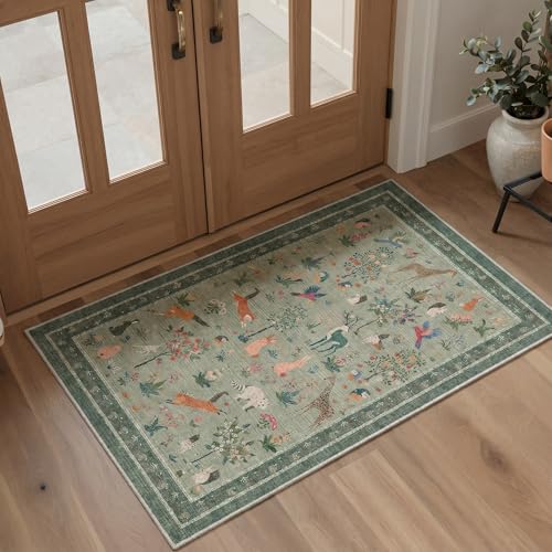 BESBLEE 2X3 Washable Area Rug for Entrance, Animal Doormat Non Slip