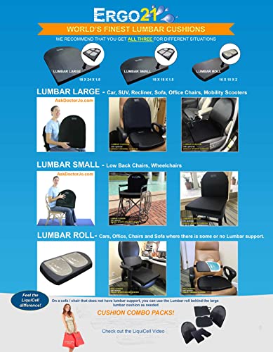 Ergo21 Lumbar Pillow Lower Back Support Cushion For Back Rest, Good Posture, Spine Pain, Long Sitting Hours At Chair, Office, Car Seat, Wheelchair, Large (18" W X 24”X 1.5”) #TOP5
