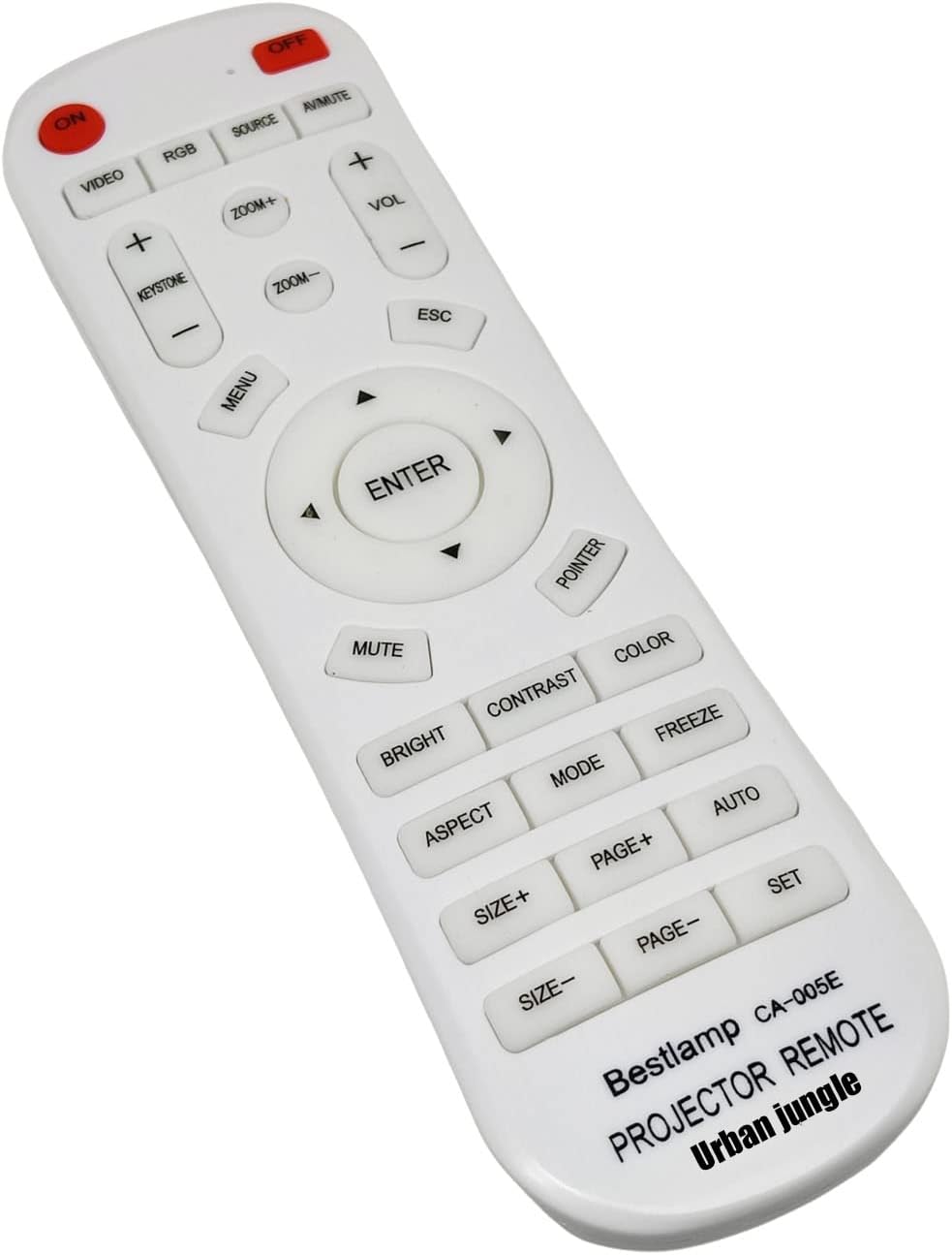 Urban Jungle Projector Universal Remote Control/Universal Remote Controller for All Major Branded Projectors- White