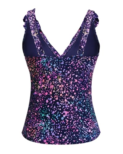 Image of Yonique Women's Tankini Top Only Tummy Control Bathing Suit Top Ruffle Swimsuit Top V Neck Swim Tank Top No Bottom