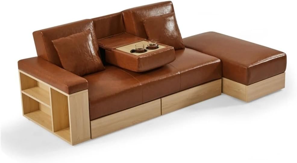 Multi-Functional Sofa,with Storage Box and Drawer, and The Arm Can Be Used As Tea Table and Pedal
