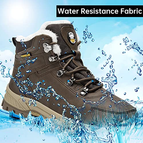 Image of Jinta Shoes Mens Womens Winter Snow Boots Hiking Climping Booties Warm Waterproof Fur Lined Non Slip Leather Ankle US 4-14.5