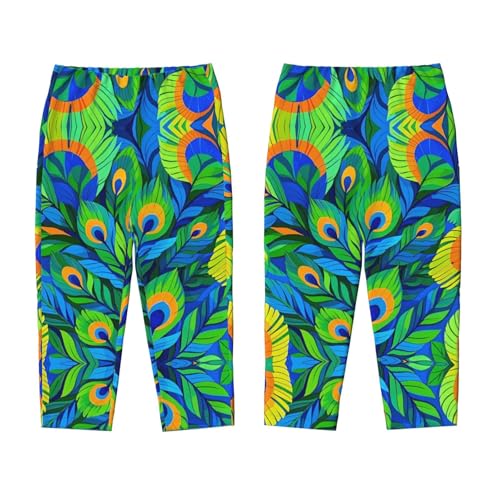 Pajama Pants Pajama Bottoms with Elastic Waistband Sleepwear Lounge PantsPeacock Feathers3