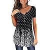 Womens Tops Casual Button Down Shirts Black Short Sleeve Summer Blouse Loose Fitting Floral XL