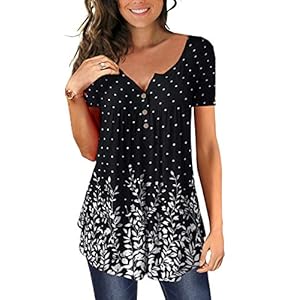 Womens-Shirts-Casual-Blouse-Short-Sleeve-Ruffle-Button-Up-Tunic-Tops-Solid-Color-Fit-Flare Womens Tops Casual Button Down Shirts Black Short Sleeve Summer Blouse Loose Fitting Floral XL