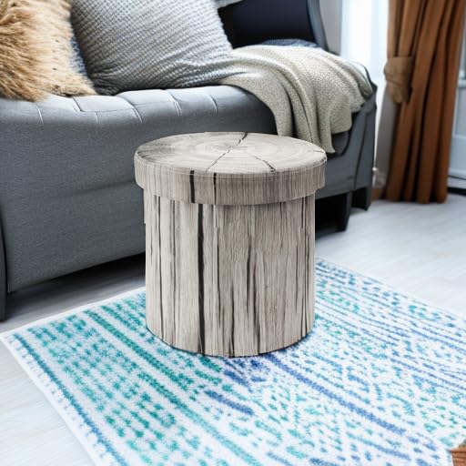 Sorbus Tree Stump Stool, 15 Inch Storage Ottoman & Footrest (1 Pack, Gray) - image 5