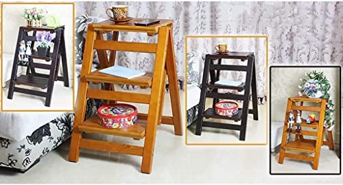 Échelle multifonction intérieur ménage : tabourets escabeau bois pliants - 4