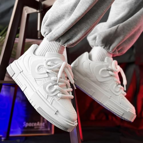 PU Leather Y2K Inspired Chunky Thick Sole Sneakers for Men Plus Size Fashion Trainers for Walking Streetwear Daily Wear Versatile Comfortable Casual Shoes2
