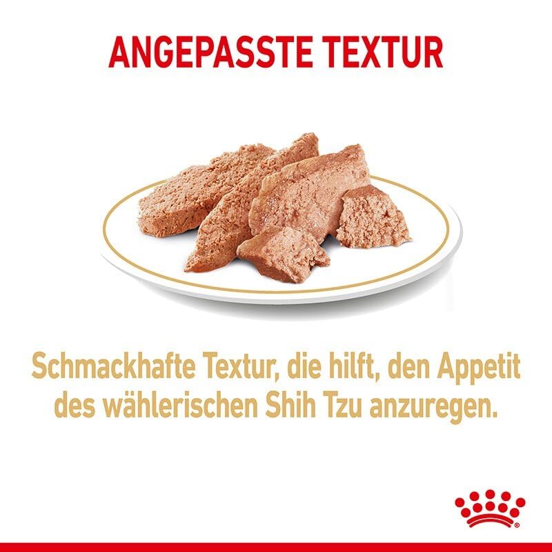 Royal Canin Shih Tzu Adult Moos | 12 x 85g | Nassfutter | Fell- und Verdauungsunterstützung | Für Hunde ab 10 Monaten