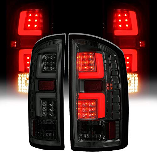 AJP Distributors Chrome Housing Smoke Lens LED Tube Tail Light Brake Lamps For Dodge Ram 1500 2500 3500 Upgrade Replacement Lighting Assembly L.E.D. 2007 2008 2009 07 08 09