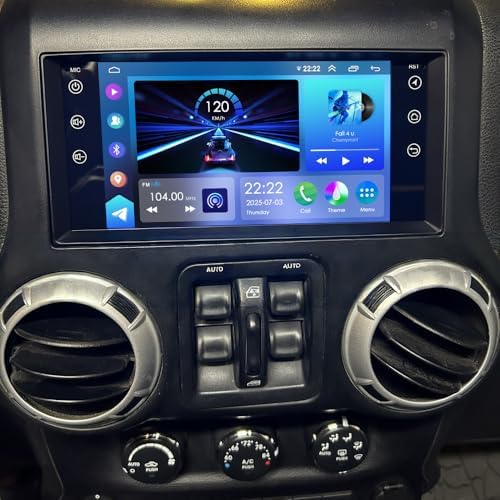 7" Android 13 Car Stereo Radio GPS NAV Headunit for Jeep Wrangler 2007-2017 Double Din Car Stereo w/Wireless Carplay & Android Auto FM/RDS Radio Receiver Support Mirror Link SWC AHD Backup Camera Mic