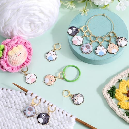 SUNNYCLUE 12Pcs 6 Styles Cute Knitting Markers Cat Stitch Marker Enamel Alloy Planner Charms Metal Knit Locking Crochet Markers for Knitting Crocheting Weaving Sewing Quilting Jewelry Making Supplies - Image 4