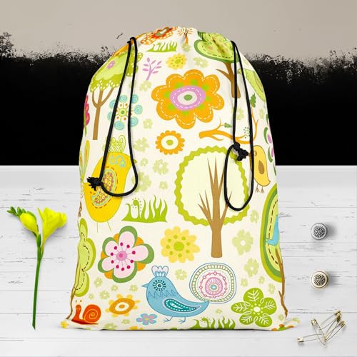 Image of ArtzFolio Chirpy Bird | Reusable Sack Bag | Bag for Gym, Storage, Vegetable & Travel