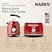 Haden Dorset Wide Slot Stainless Steel 2 Slice Retro Toaster and Dorset 1.7 Liter Stainless Steel Electric Water Kettle, Red