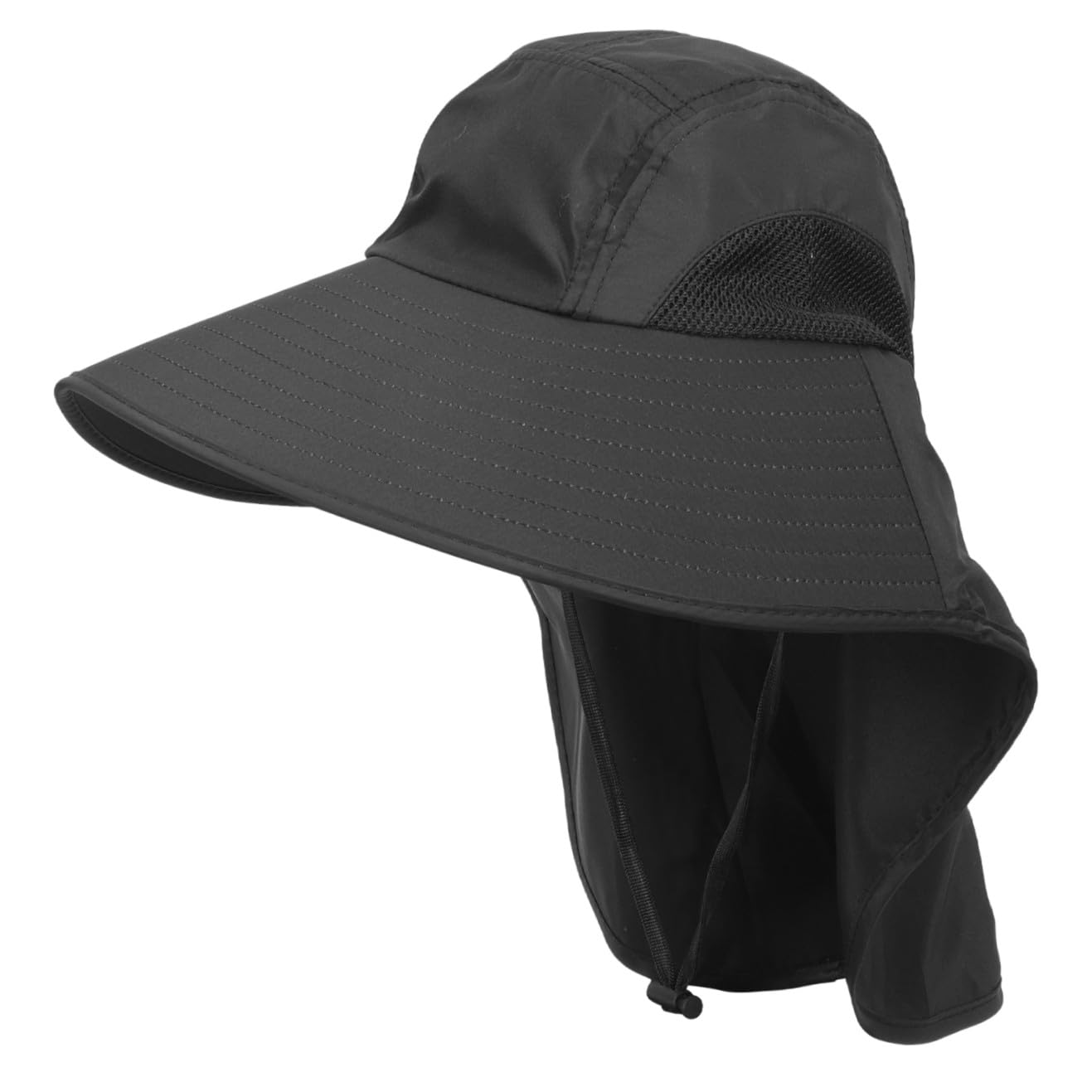 Toyvian Sombrero para el Sol Solar Ancho pequeño Sombrero de Pescador de Malla Transpirable Sombrero de Playa de Senderismo de Pesca Sombrero de Pesca de ala Ancha poliéster Negro