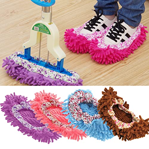 Washable Mop Slippers, Mop Shoes Dusting Slippers, Mops Socks Sweeping Cleaning Floor Cleaning Slippers Shoe Covers for Men Women Home Office Kitchen Floor Dirt Cleaning(Brown)2