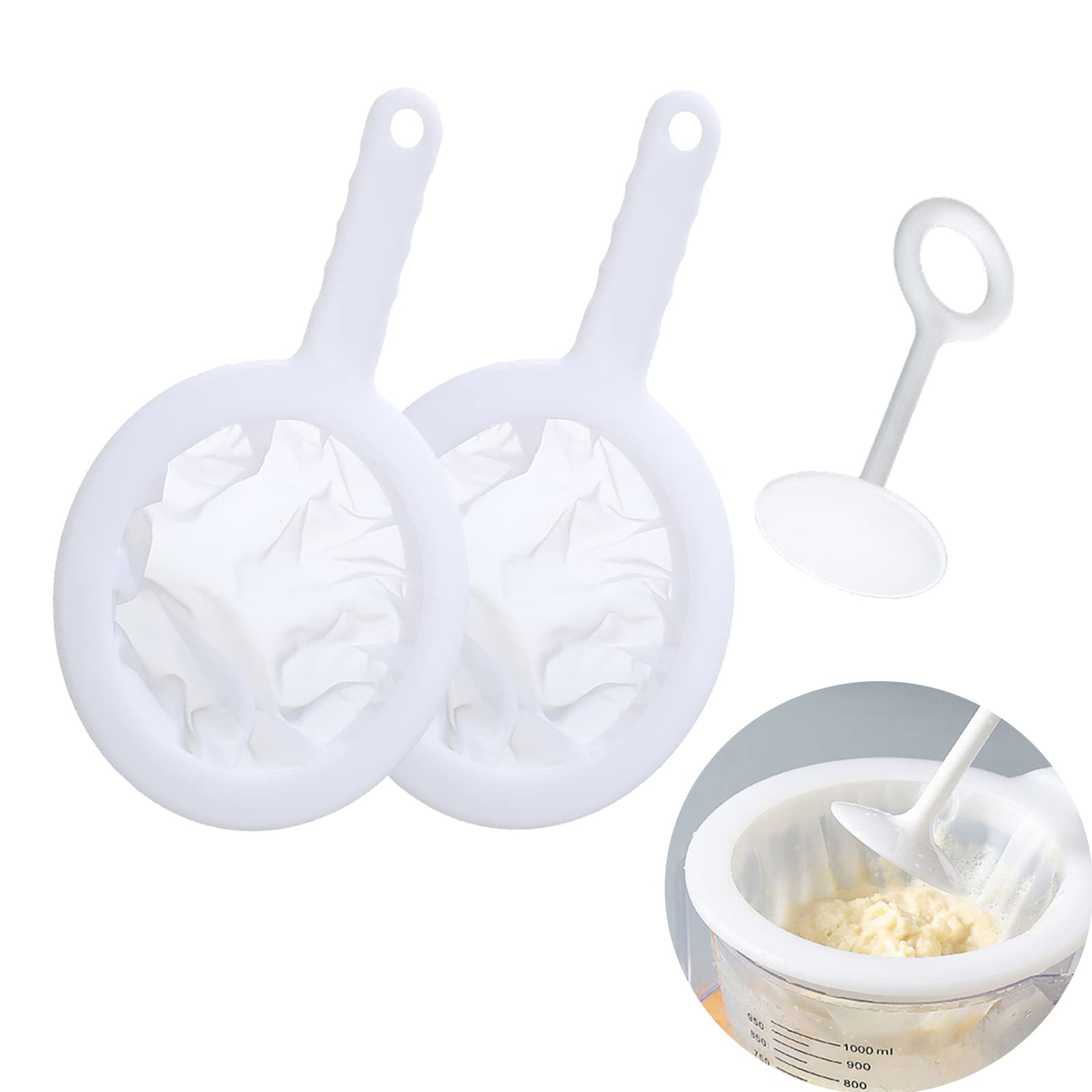 3 colini a rete ultra-fine in nylon colino riutilizzabile per uso domestico con manico per succo di miele, tè, latte di soia, caffè (100/200/400 mesh) (3