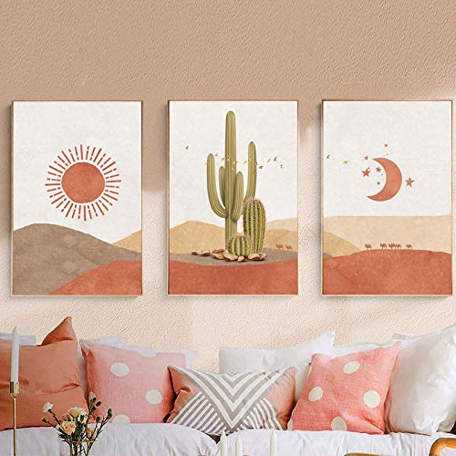 Affiches paysages abstraits lune et soleil pour créer un salon zen et cocooning