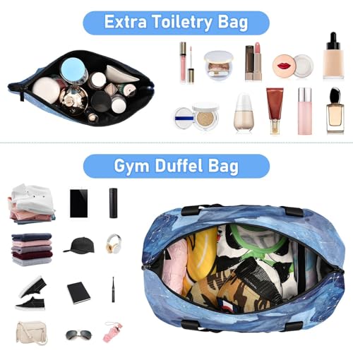 Blue Fish Travel Duffel Bag for Women Men Gym Bag with Shoe Compartment Wet Pocket Carry On Weekender Overnight Bags for Travel Weekend Getaway4