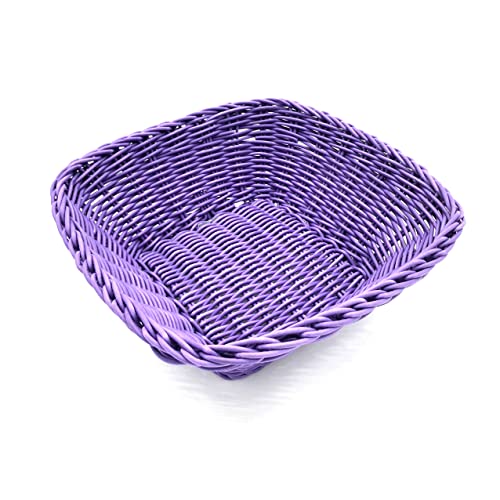 Panier de rangement, panier décoratif tressé, paniers de rangement, paniers de Pâques, paniers à pain, en fibre plastique, petit panier tressé pour accessoires, maquillage, organiseur - Violet