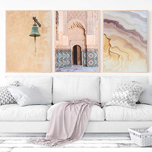 Peinture Impression Mur Abstrait Boho Art Prints Maroc Porte Toile