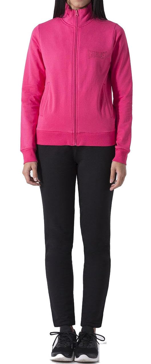 Everlast Tuta da Ginnastica Donna Completo Sportivo, Fuxia/Nero, S | Cotone Felpato, Set per Sport e Tempo Libero, Per Palestra