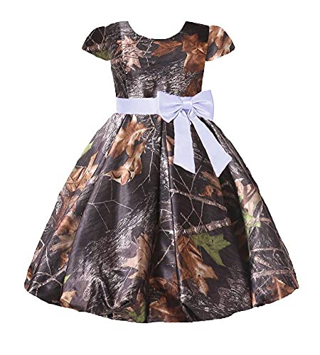YINGJIABride Camo Special Occasion Pageant Dresses Flower Girl Dress with Cap Sleeve