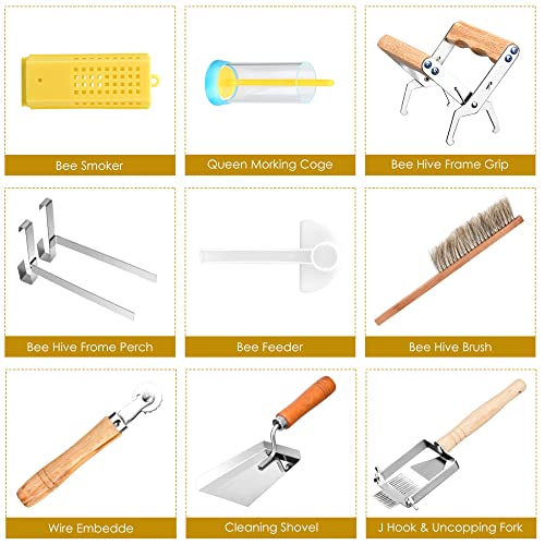 Nanpaders 13-Teiliges Imkerei-Werkzeugset mit Ganzkörper-Deluxe Imker-Starter-Kit, Bienenzucht-Kit, mit abnehmbarem… – Bild 3