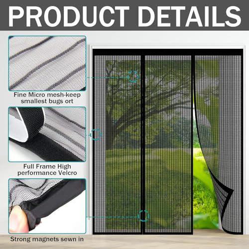 Moustiquaire magnétique sans perçage noir pour grande porte - 3
