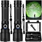 MILAOSHU 2 Pack Flashlight Rechargeable 99,000 High Lumen, Super Bright Rechargeable Flashlights for Home, 15H Long Life LED Flash Light with 5 Light Modes, IPX7 Waterproof for Outdoor, Camping