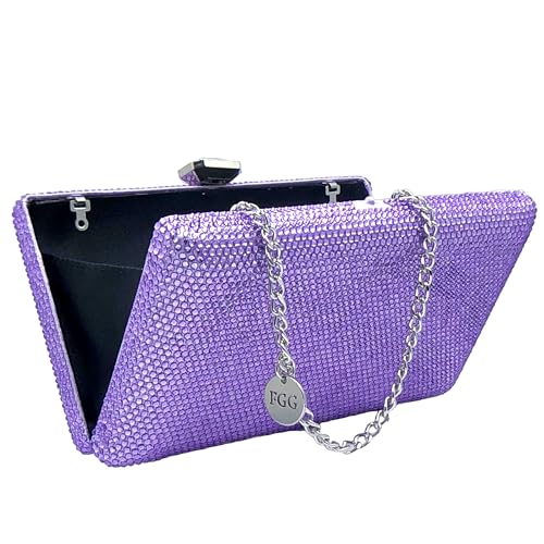 Image of Boutique De FGG Crystal Evening Bags for Women Formal Party Box Clutch Wedding Rhinestone Handbags Bridal Clutch Purse,Mini