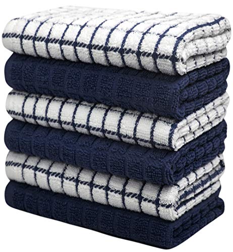 Image of Bumble Kitchen Towels (6 Pack) | 16 inch x 28 inch | 100% Cotton Dish Towels for Kitchen | 380 GSM | Soft, Highly Absorbent & Durable Dish Towels with Hanging Loop | Navy