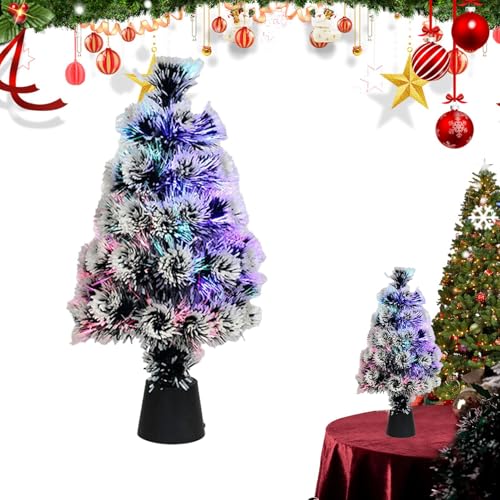 45cm Fiber Optic Christmas Tree, Pre-Lit Artificial Christmas Tree, Colorful LED Small Christmas Tree, Lighted Up Tabletop Christmas Tree, Novelty Christmas Tree for Home Indoor Decoration