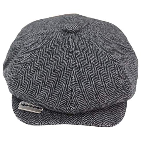 TruClothing.com Mens Tweed Newsboy Cap Blinder Baker Boy Razor Flat Cap Grandad Hat 8 Panel Charcoal XL Cover