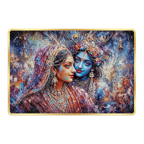 Image of Indianara Radha Krishna Painting With Golden Frame, 18 x 12 Inches (Style 3)