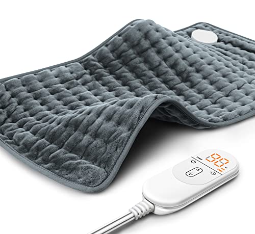 Heating Pad For Back Pain Relief, Electric Heating Pads For Cramps/Abdomen/Waist/Shoulder With 6 Heat Settings And Auto-Off, Moist/Dry Heat Pad, Christmas Gifts For Women Men Mom Dad, 12" X 24"(Gray) #TOP28