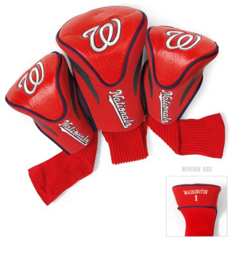 Team Golf Mlb Washington Nationals Contour Golf Club Headcovers (3 Count), Numbered 1, 3, & X, Fits Oversized Drivers, Utility, Rescue & Fairway Clubs, Velour Lined For Extra Club Protection #TOP30