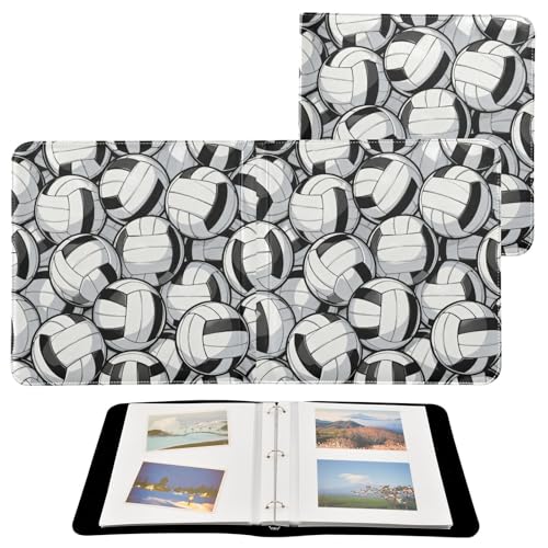 Albums photos en cuir synthétique pour toutes les tailles d'albums photos - Pages autocollantes - 20 feuilles - Motif volleyball - Blanc