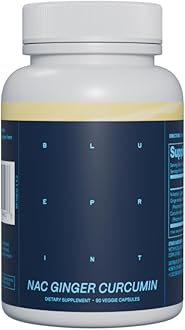 Blueprint Bryan Johnson NAC Supplement - Promotes Stress Relief, Immune System Function, Respiratory Health - Includes N-Acetyl-L-Cysteine, Ginger, Curcuminoids - Detoxifying - Vegan (30 Servings)