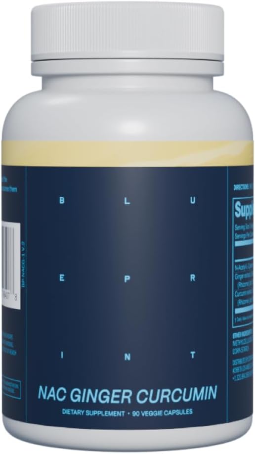 NAC Supplement - Promotes Stress Relief, Immune System Function, Respiratory Health - Includes N-Acetyl-L-Cysteine, Ginger, Curcuminoids - Detoxifying - Vegan (30 Servings)