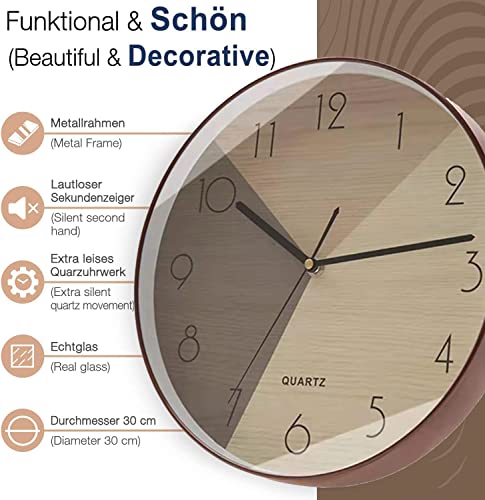Image of Wall Clock 12 inch Silent Quartz Decorative Wall Clock Non-Ticking Classic Digital Clock Battery Operated Round Easy to Read Handheld Complete Home /Kitchen /Bedroom (414)
