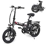 Vivi Gopina Electric Bike, 16' x 3.0 Fat Tire Electric Bike, Peak 500W Step Thru Electric Bicycle, 48V Removable Battery, Up to 40 Miles, LCD Display, 20mph, 7 Speed, SGS Certified to UL2849
