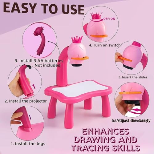 Image of Dimitra Plastic Drawing Projector Table for Kids | Trace & Draw with Light-Music | Smart Projector Sketcher Desk | Learning Projection Painting Machine for Boy Girl 3 + Years Old (Multicolour)