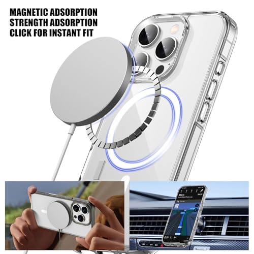Image of VONZEE Translucent Clear Back Cover Compatible with (iPhone 15 Pro Max Case)(2023), PC Shockproof Scratch Resistant, Non-Yellowing, Support Mag-Safe Wireless Magnetic Charging - White|6.7''