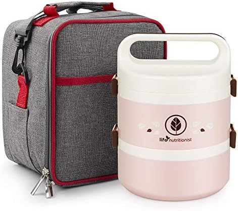 Stackable Lunch Box for Kids - 2 Tier Lunch Container with Insulated Lunch Bag Solution Offers Durable, Leak-Proof, On-the-Go Meal and Snack Packing - Eco-safe and Healthy (Green)