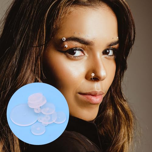Scettar 200 Stück Gemischte Größe Anti Wildfleisch Piercing Disc, Keloid Disc Transparente Piercing Scheibe Piercing Anti WILDFLEISCH Piercing Discs für Ohrringe Stabilisierende, 8 Größen