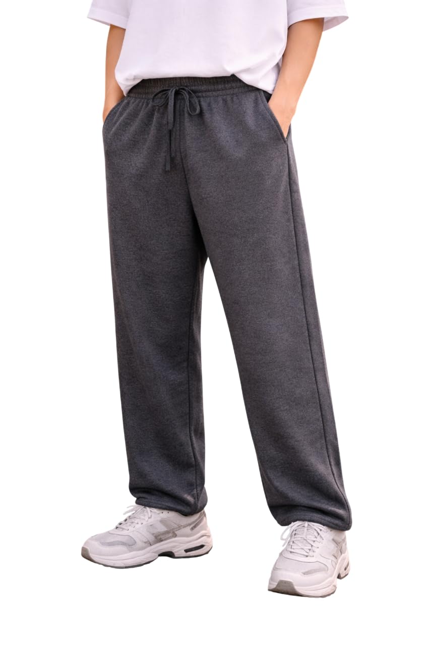 Women's Wide Leg Sweatpants, Fleece Joggers with Drawstring Elastic Waist and Pockets, Casual Loose Fit Trousers-image-10