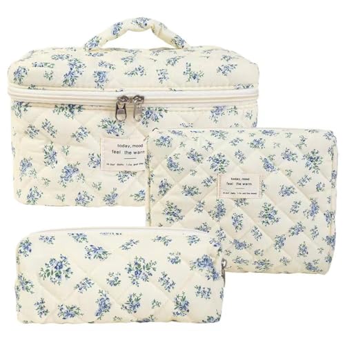 3 beauty case in cotone, comodi e resistenti, capacità diverse, per viaggi e cura personale, beauty case da viaggio, beauty case donna