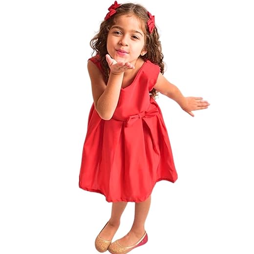 Vestido Infantil com Laço, Saia Rodada Estilo Princesa,