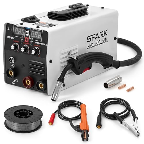 INMOZATA MIG Welder MIG/ARC/Lift TIG - Máquina de soldadura 3 en 1 220 V sin gas inversor soldador, con pistola de soldadura, alambre con núcleo de fundente, pantalla LED